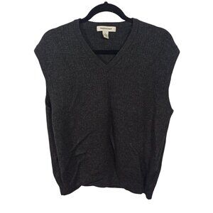 Pronto Uomo Sweater Mens L Gray Merino Wool Sweater Vest V Neck Classic Preppy